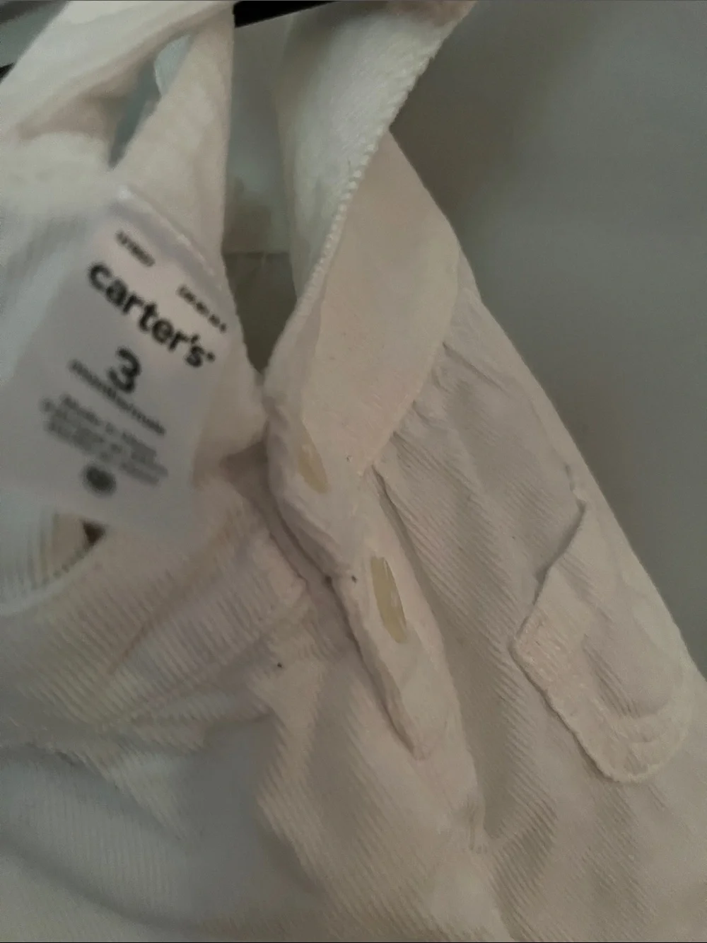 Carter's White Toddler Overall Dress with Patch Pockets